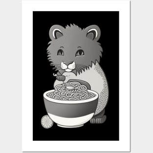 funny cat eating spaghetti by kaziknows Posters and Art